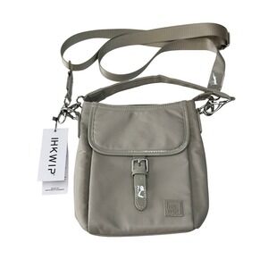 IHKWIP Buckle Up North South Crossbody Bag Taupe Grey Nylon RFID New